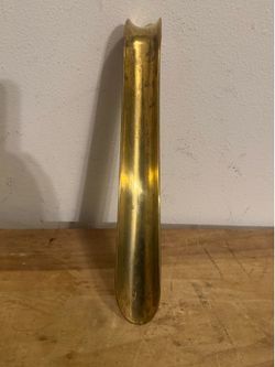 Vintage Antique Solid Brass Shoe Horn Solid Brass Hooked Handle - Large