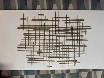 Project 62 Gold Metal Geometric Wall Sculpture 36” x 30” Mid-Century Sty