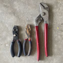 Blue Point Adjustable Wrench, Craftsman Pliers And Off Brand Pliers