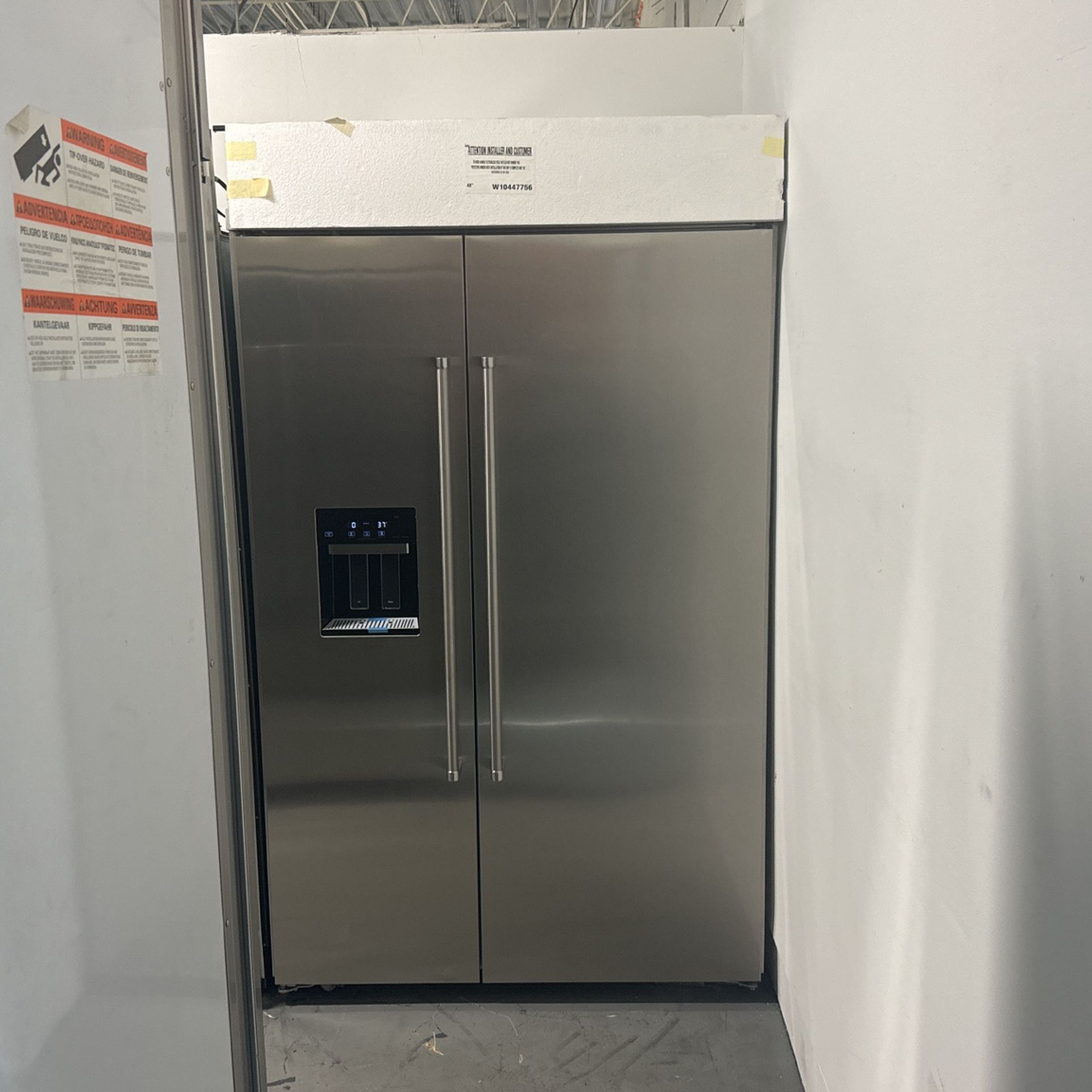 New In Box Stainless Steel Kitchen Aid Built In 48” Refrigerator Ice & Water