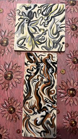 Two Wood Plank Acrylic Paintings