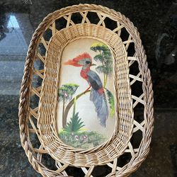 Vintage Feathered Bird Basket