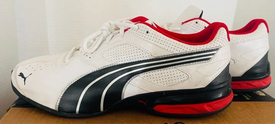 PUMA Men's White Black Red Athletic Sneakers Lace Up Synthetic NOT BOX!
