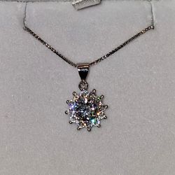 A 1 Carat Total Weight Of The Mossinaite Diamond On A 923 Sterling Silver Chain. Brand New