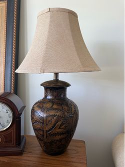 Decorative Brown Floral Table Lamp with Shade