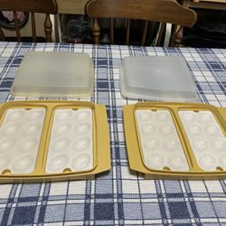 Vintage Harvest Gold Tupperware Egg Keepers