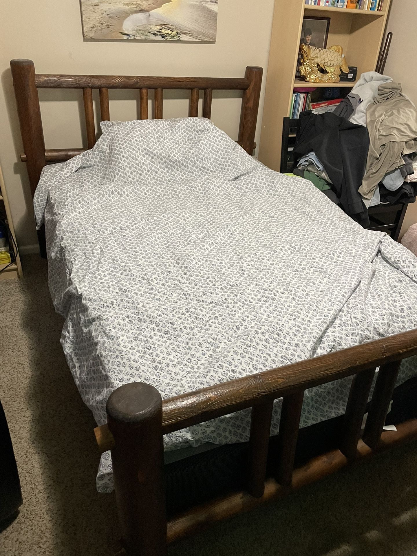 Full Size Wood Post Bed frame