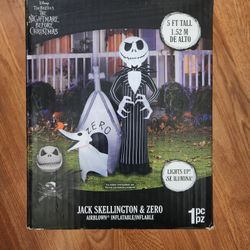 The Nightmare Before Christmas 5ft Jack Skellington & Zero Inflatable 