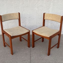 Mid Century Modern Teak D-Scan Dining Chairs - A Pair