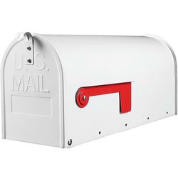 BlissBoard Metal Mailboxes Post Mount, Galvanized Steel Outside Mail Box, Standard Medium Capacity, 20 x 8.7 x 6.7 Inches, White @B6-829