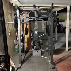 Smith Weight Machine With 250 Pounds. With Bench And Leg Press Full Workout 