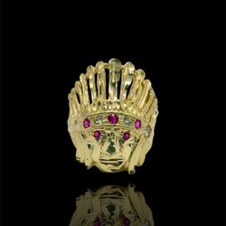 14K ANILLO DE INDIO APACHE CON PIEDRAS