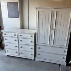 White Wood Armoire 