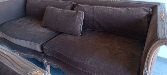 Brown velvet couch  7 foot  Free Delivery