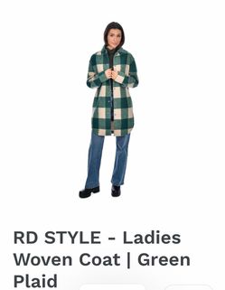 RD STYLE - Ladies Woven Coat | Green Plaid