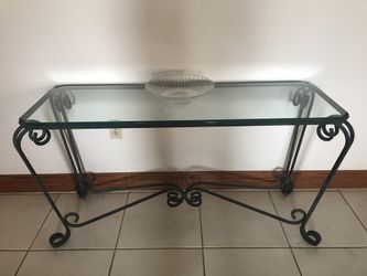 Wrought Iron/Glass Console Table