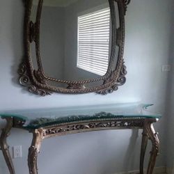 Bronze Wall Mirror and Mashing Table
