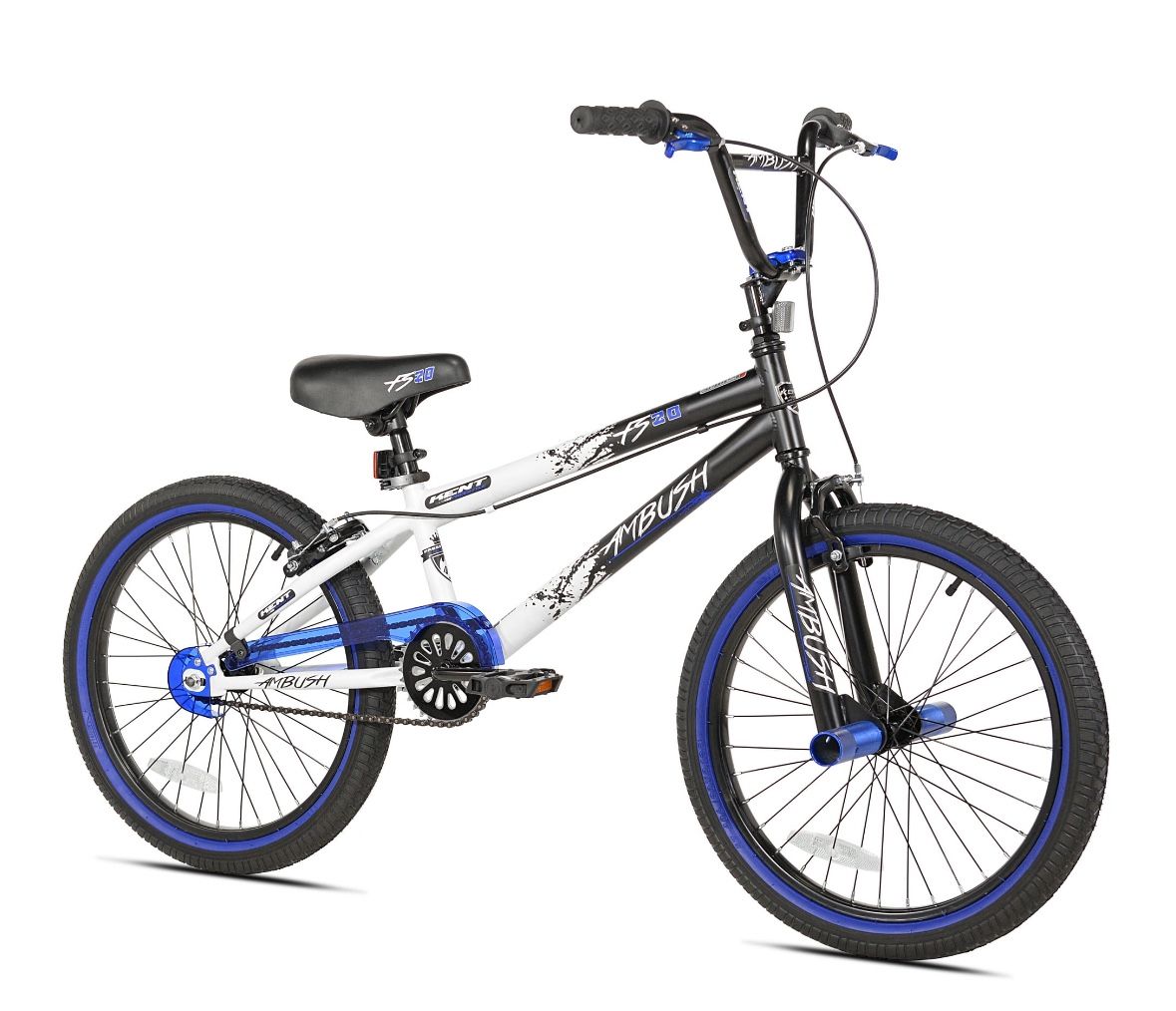 Kent Bicycles 20" Boy's Ambush BMX Child Bike, Black/Blue