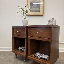Pair of Vintage Walnut Nightstands