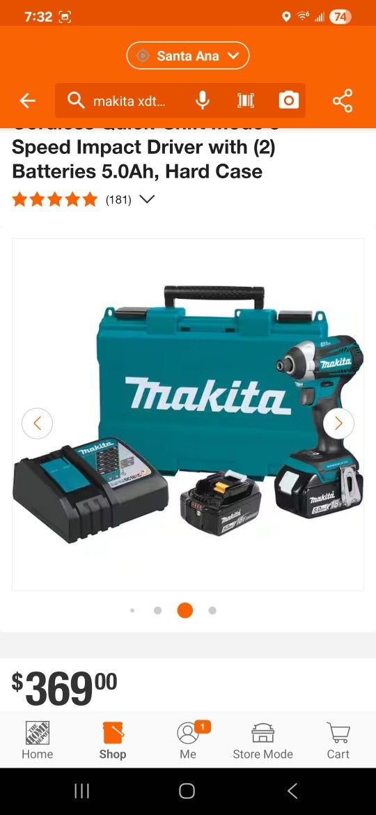 MAKITA 18 VOLTIOS IMPACT 1/4" CON BATERIAS 5.0 CASE Y CARGADOR