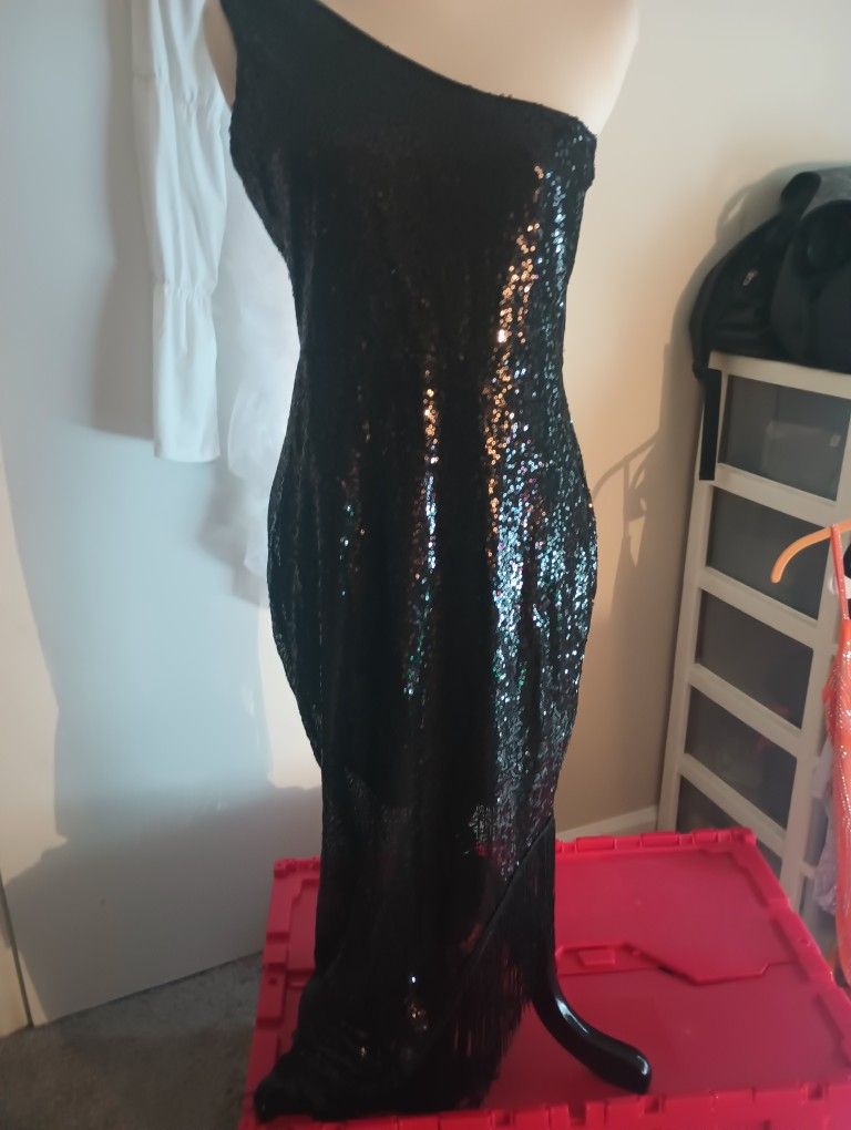 Black Dress Side High Low ,Sz M