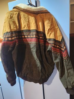 Vintage Oscar Piel Southwestern Aztec 100% Leather Bomber
