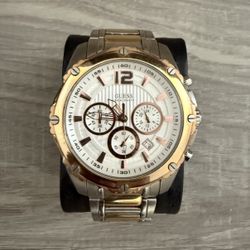 Guess Bold Chronograph Silver Dial Rose Gold Tone Men's Watch U0165G2