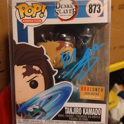Demon Slayer Signed Tanjiro Pop.. Comes In Protector And Jsa Certificate