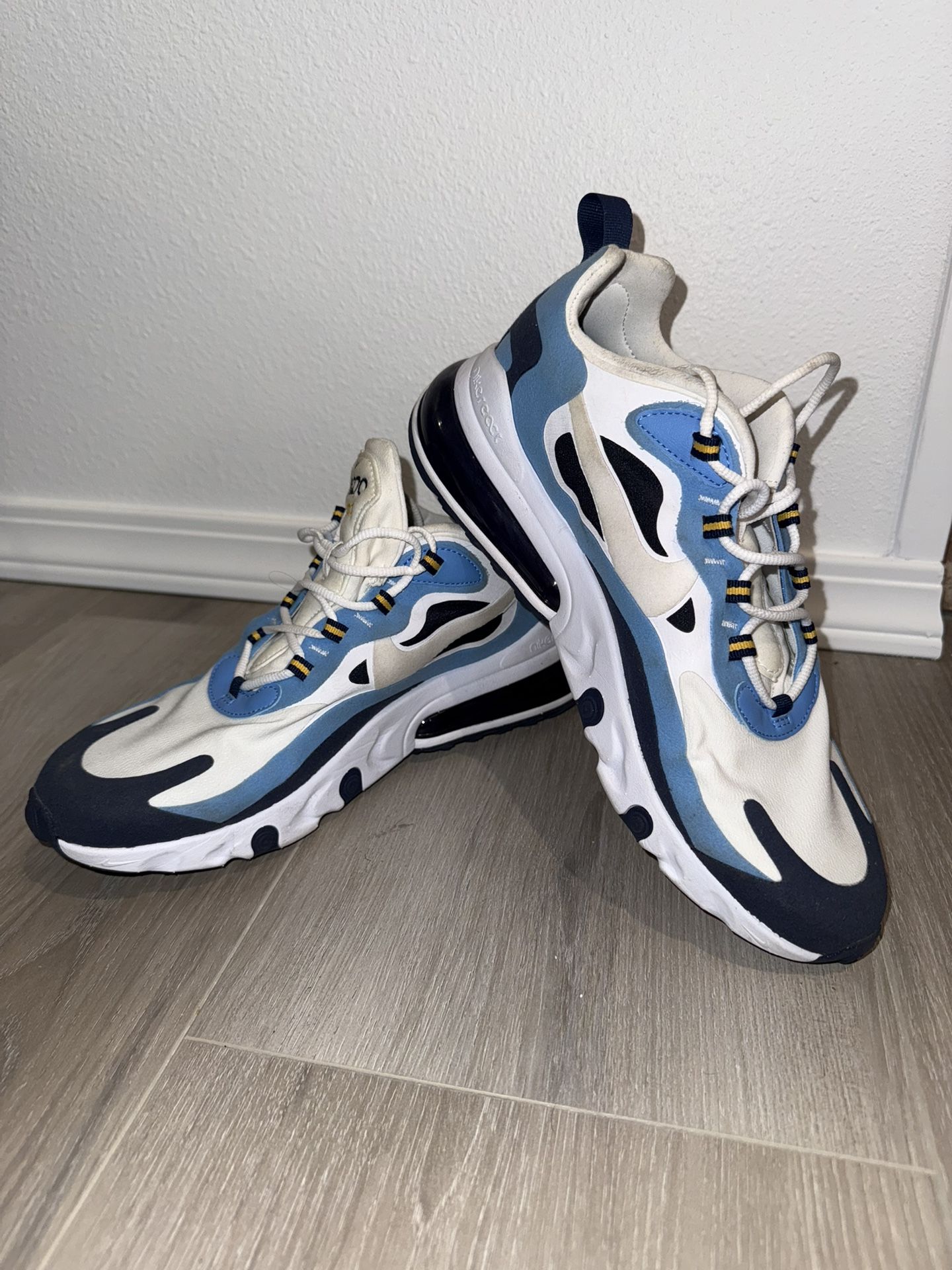 Blue and White Nike Air70’s React