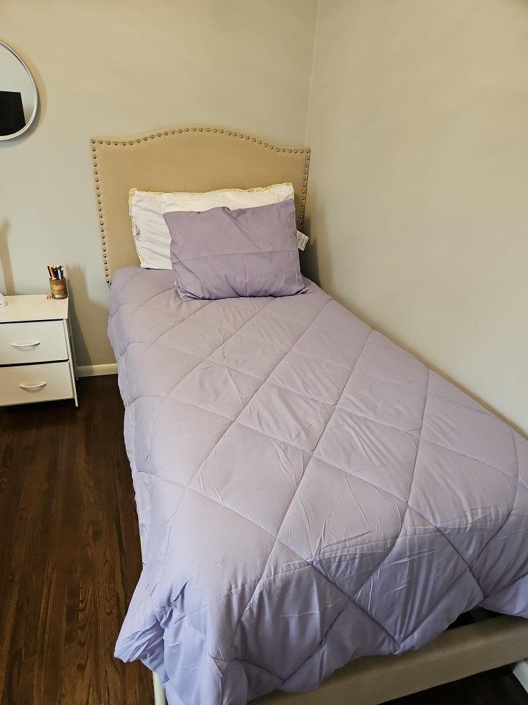 Extra LARGE TWIN Beds With Matress (Plus Cover) And Dresser/ Night Stand