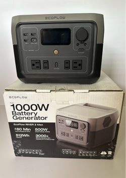 EcoFlow RIVER 2 Max Portable Power Station 512Wh Capacity,Solar Generator,1000W AC Output for Outdoor Camping,Home Backup,Emergency,RV,off-Grid