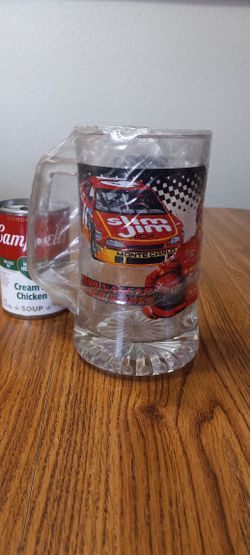 Vintage 1999 NASCAR Bush Series Heavy Glass Beer Mud Stein New Old Stock With Plastic Wrap Still On