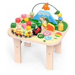 wingyz Activity Table, 9-in-1 Multi-Colorful Wooden Montessori Toys, Baby Toddler
