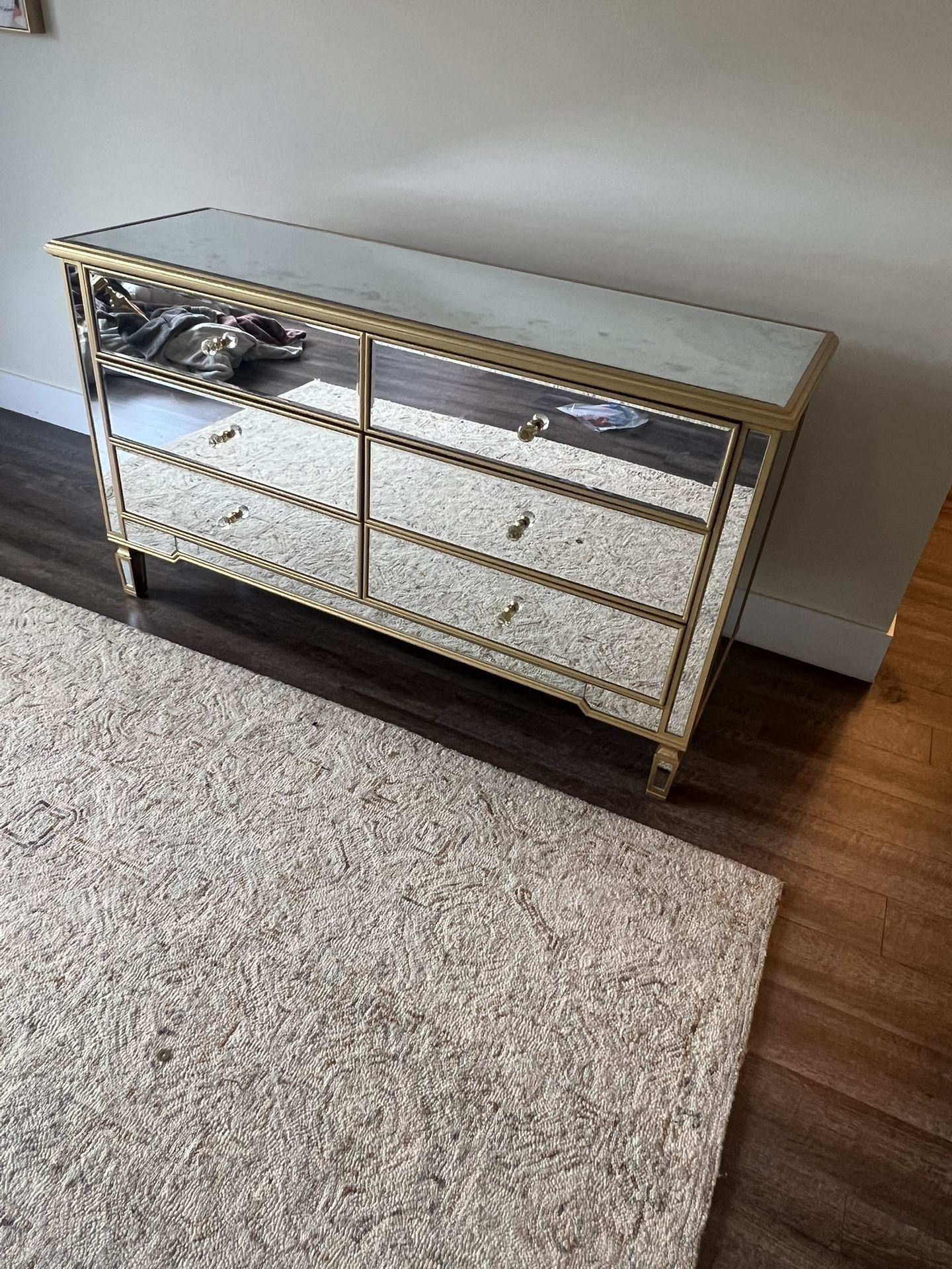 Gold Mirrored Dresser – Glam Style (60” Wide)