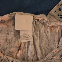 H&M Floral Top with Lace Detail, Size XL