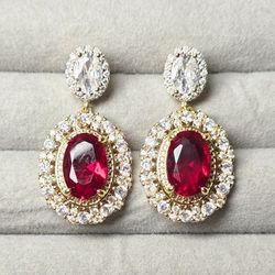 Ruby & White Sapphire Earrings 
