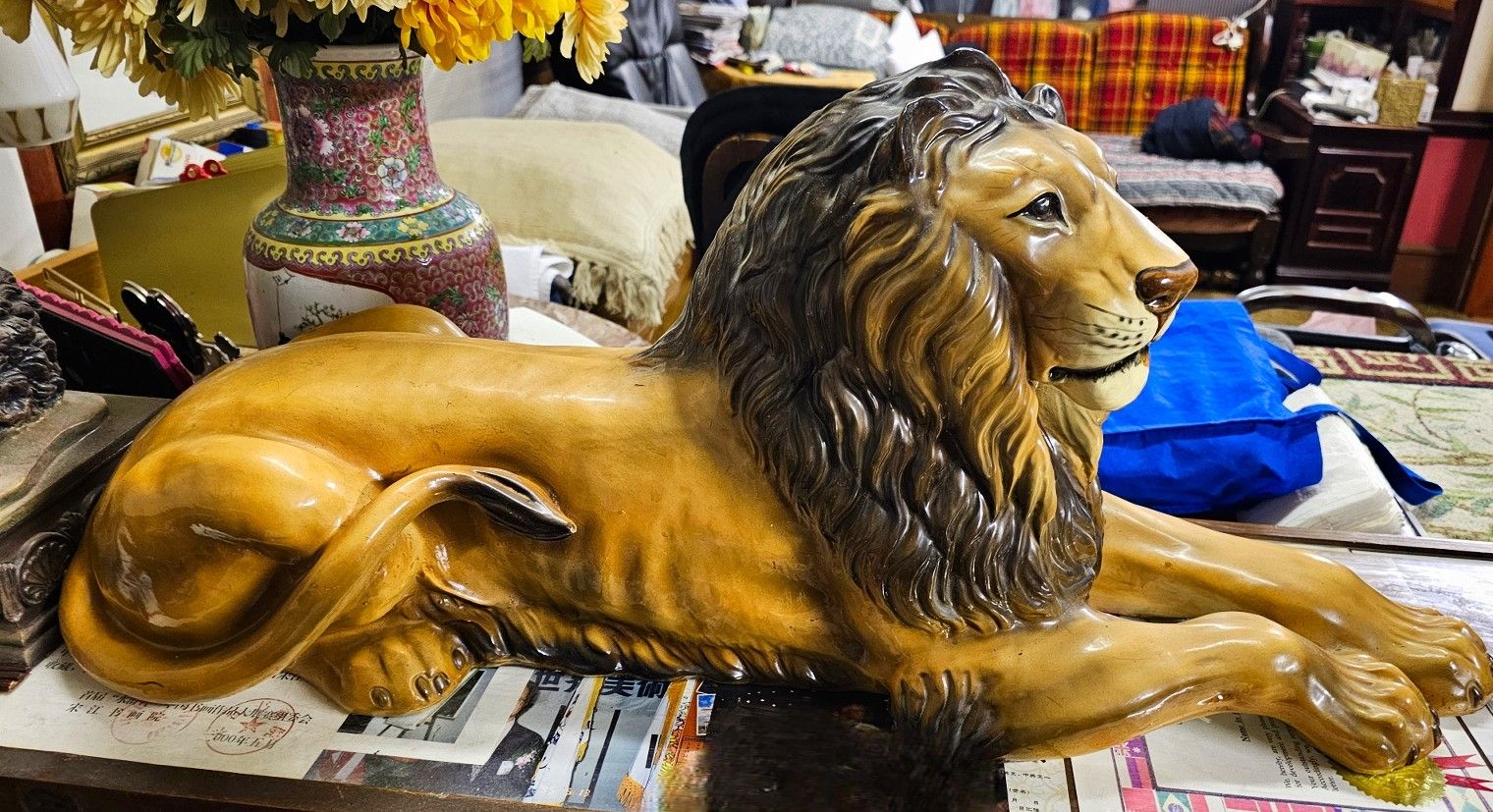 Vintage, great condition large glazed lion.