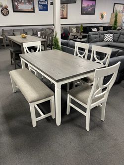 6-Piece Dining Table Set with Bench