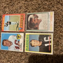 4 Vintage Topps George Blanda Football Cards Oakland Raiders Legend HOF 1969 To 1974 Cards