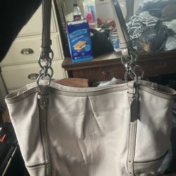 Cream And Beige Coach Leather Purse