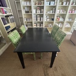 Black Wood Dining Table with Extension