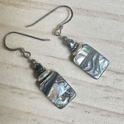 Shimmering Abalone  DangleEarrings  Sterling Silver