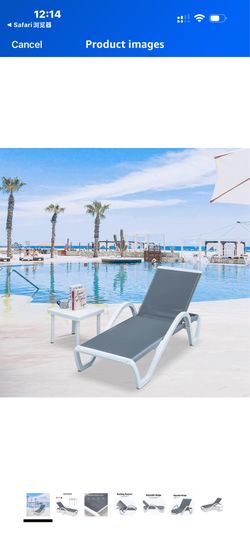 Domi Patio Chaise Lounge Outdoor Lounge Chair  Aluminum Pool Lounge Chair All Weather Poolside Lounger for Deck, Lawn, Garden, Gray