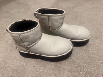 UGG White Leather Mini Platform Ankle Boots