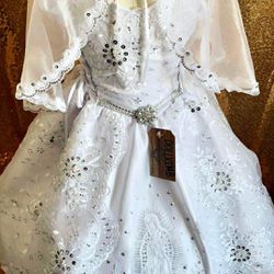 Bautizo/ Baptism Dress, White,  00-6