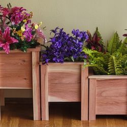 Indoor/outdoor Redwood 3 Different Level Planters