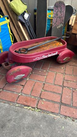 Vintage glide ride, Rocketeer antique skirted  pull wagon,