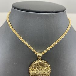 10k Gold Last Supper Pendant With Chain. Package Deal 