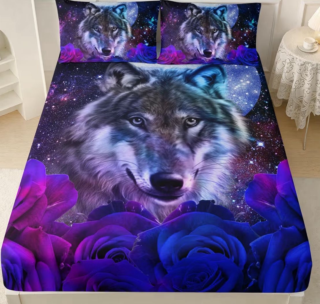 New Queen Size Wolf Print Sheets