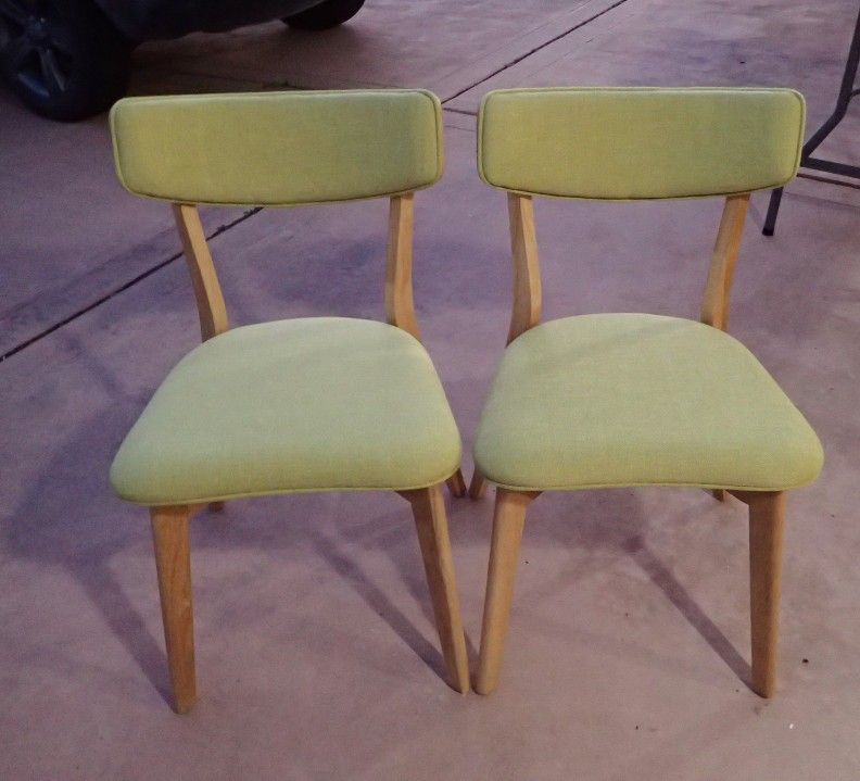 Set of 2 Green Tea Upholstered Chairs Mid-Century Style